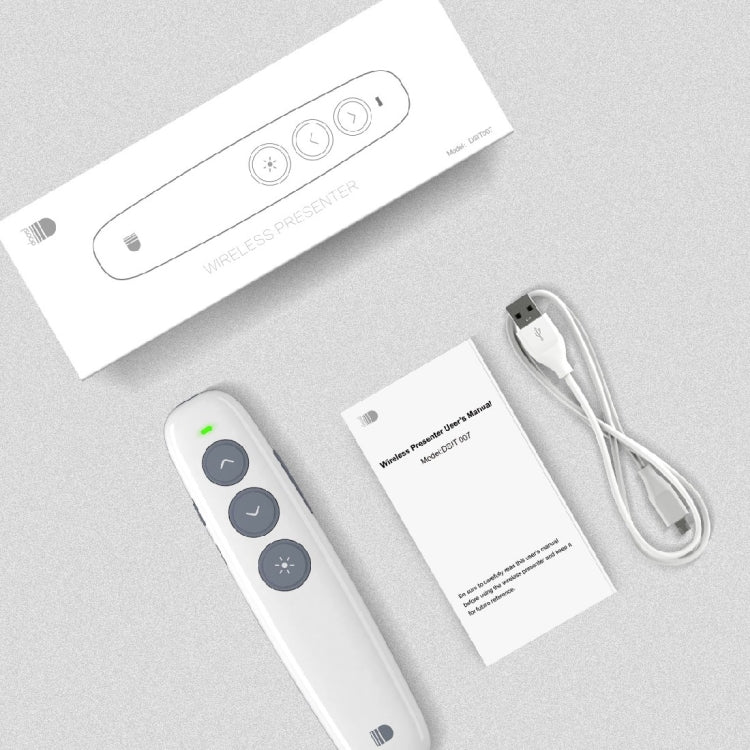 Doosl DSIT007 2.4GHz Rechargeable Powerpoint Presentation Wireless Cliker Remote Control Pen, Control Distance: 10m(White)