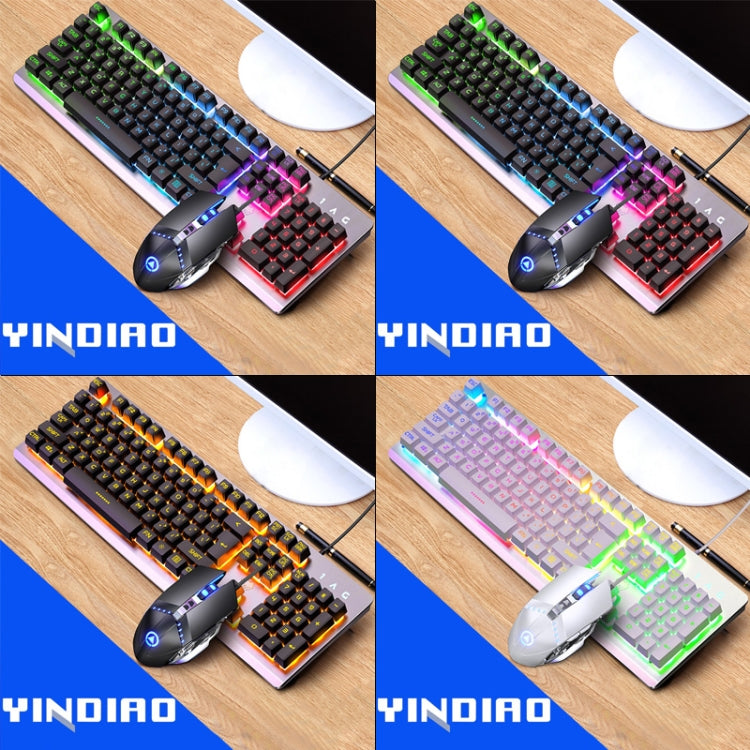YINDIAO K002 USB Wired Mechanical Feel RGB Backlight Keyboard + Optical Mouse + Headset Set