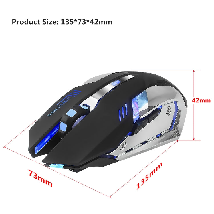 HXSJ M10 2.4GHz 6-keys USB Rechargeable Colorful Lighting Ergonomic 2400DPI Wireless Optical Gaming Mouse for Desktop Computers