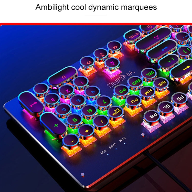 YINDIAO Electroplating Punk Mixed Light USB Mechanical Gaming Wired Keyboard, Tea Shaft