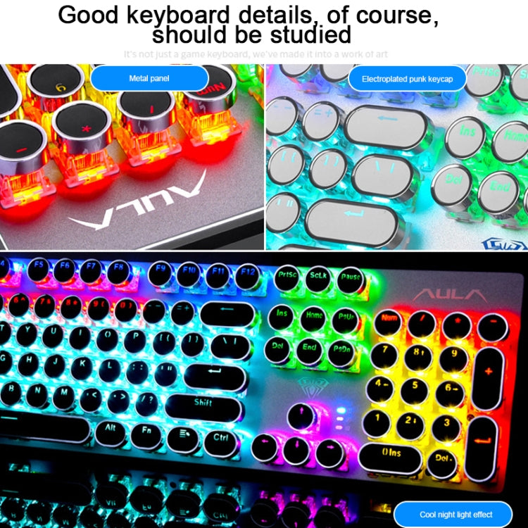 AULA S2016 104-keys Square Key Cap Mixing Light Mechanical Blue Switch Metal Panel Wired USB Gaming Keyboard, Length: 1.6m