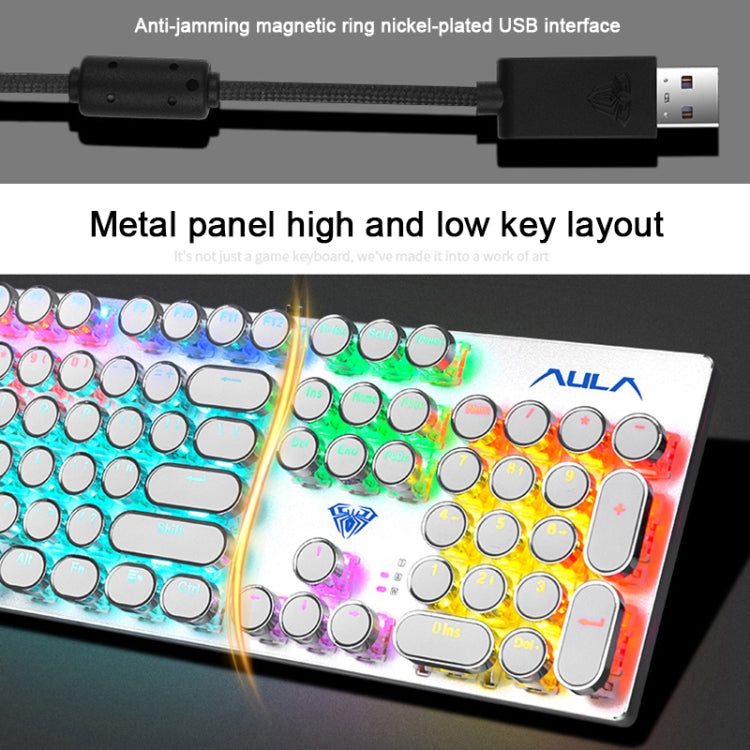 AULA S2016 104-keys Square Key Cap Mixing Light Mechanical Blue Switch Metal Panel Wired USB Gaming Keyboard, Length: 1.6m