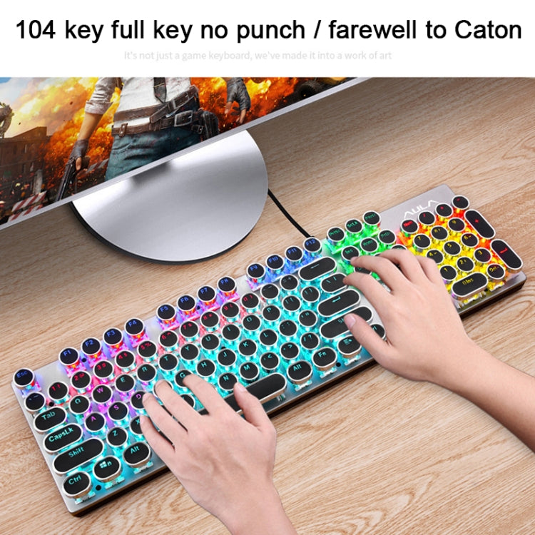 AULA S2016 104-keys Square Key Cap Mixing Light Mechanical Blue Switch Metal Panel Wired USB Gaming Keyboard, Length: 1.6m