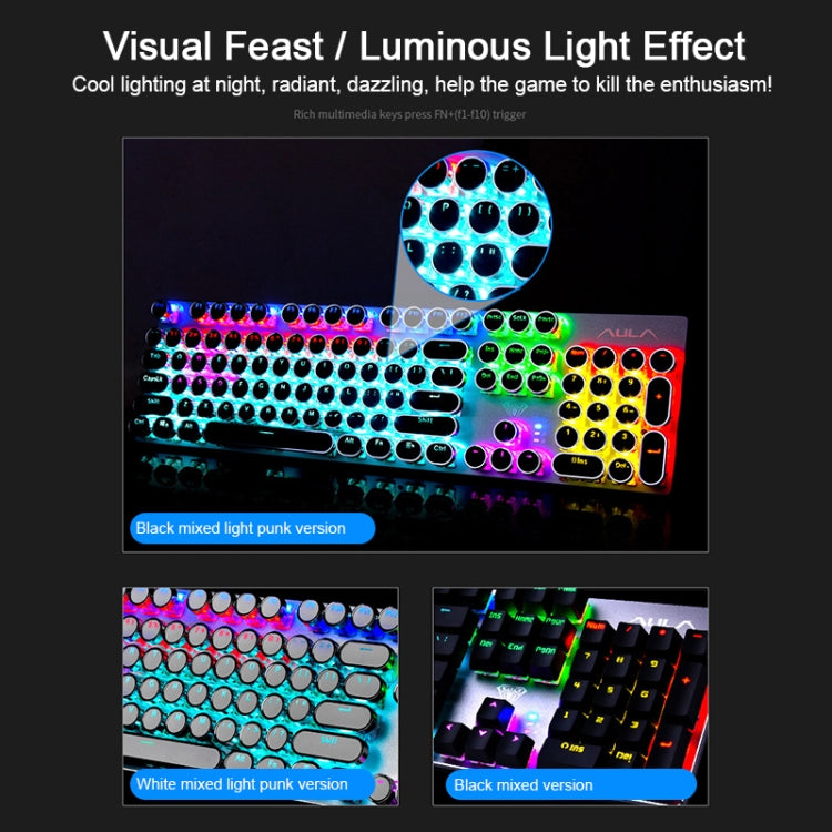 AULA S2016 104-keys Square Key Cap Mixing Light Mechanical Blue Switch Metal Panel Wired USB Gaming Keyboard, Length: 1.6m