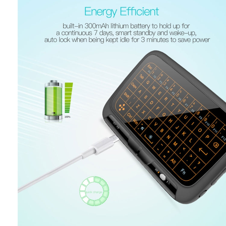 H18+ 2.4GHz Mini Wireless Keyboard Full Touchpad with 3-Level Adjustable Backlight(Black)
