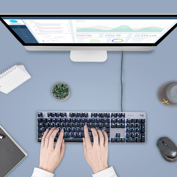 Logitech K845 CHERRY Blue Axis Backlit Mechanical Wired Keyboard, Cable Length: 1.8m