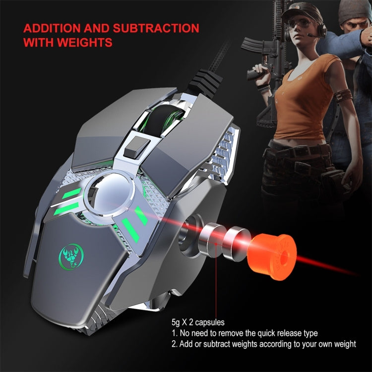 HXSJ J200 7 Keys Programmable Wired E-sports Mechanical Mouse with Light