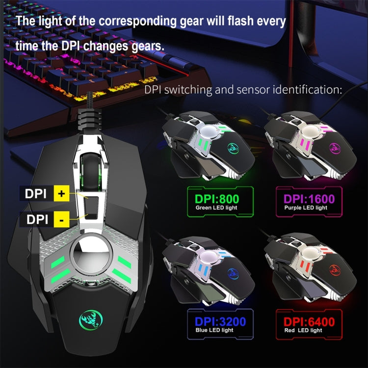 HXSJ J200 7 Keys Programmable Wired E-sports Mechanical Mouse with Light