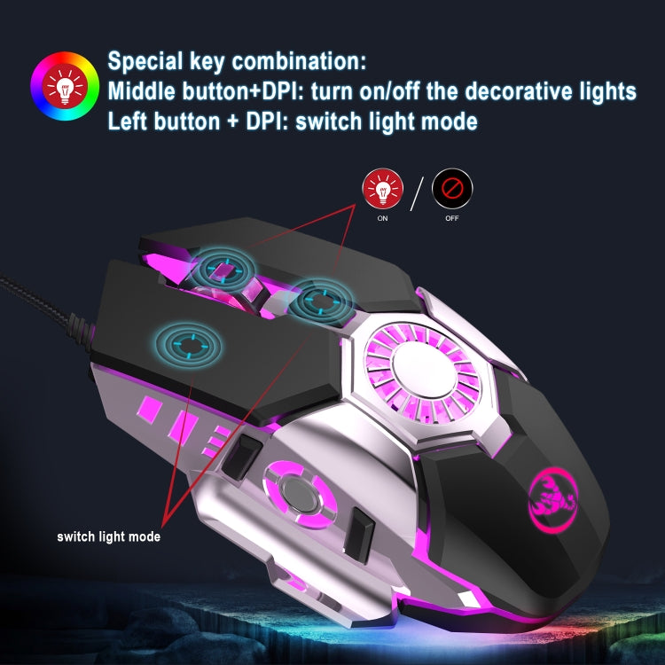 HXSJ J700 Colorful Lighting Programmable E-sports Gaming Wired Mouse