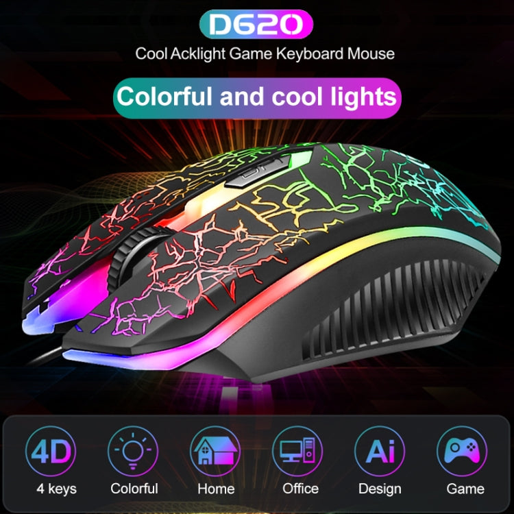 SHIPADOO D620 104-key Wired RGB Color Cracked Backlight Gaming Keyboard Mouse Kit for Laptop, PC