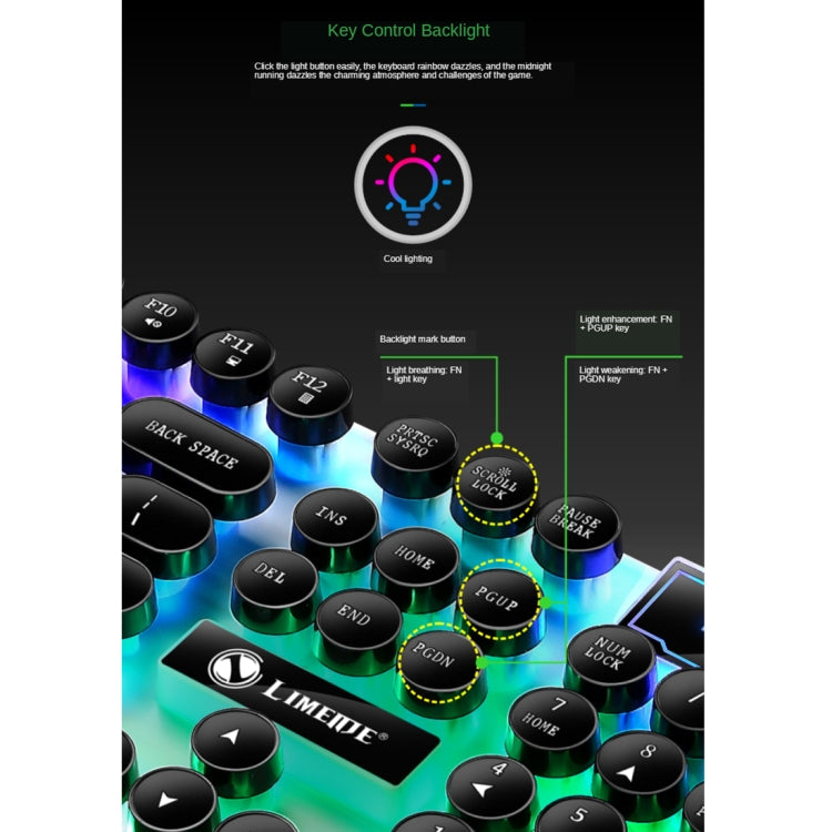 TX300 Mechanical Feel Backlight Punk Wired Keyboard Mouse Set