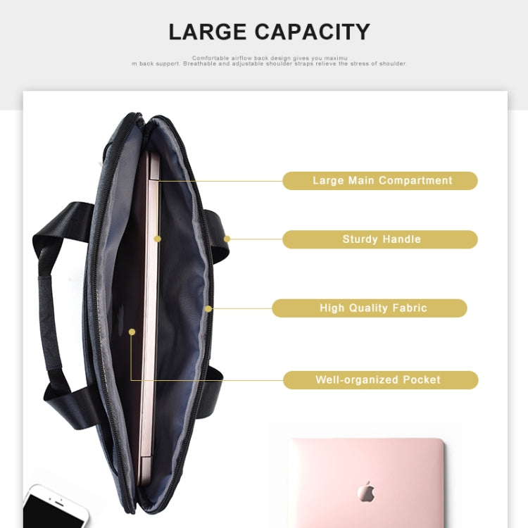 OSOCE S63 Breathable Wear-resistant Shoulder Handheld Zipper Laptop Bag For 15 inch and Below Macbook, Samsung, Lenovo, Sony, DELL Alienware, CHUWI, ASUS, HP