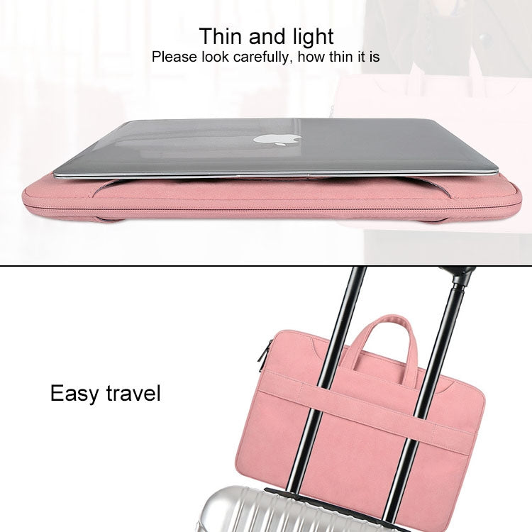 ST06S Waterproof PU Leather Zipper Hidden Portable Strap One-shoulder Handbag for 14.1 inch Laptops, with Magic Stick & Suitcase Belt, ST06S 14.1 inch Light Grey, ST06S 14.1 inch Dark Gray, ST06S 14.1 inch Pink