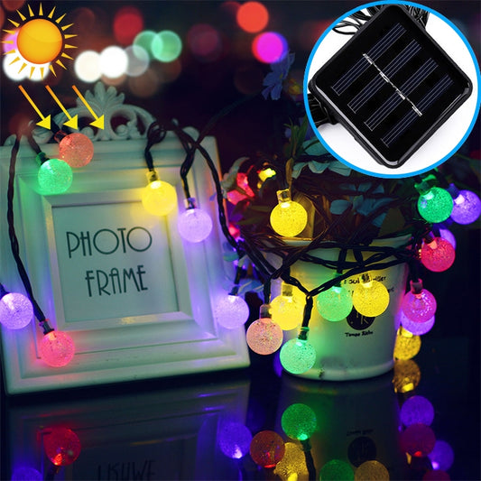 50 LEDs Bubble Ball Outdoor Garden Waterproof Christmas Spring Festival Decoration Solar Lamp String