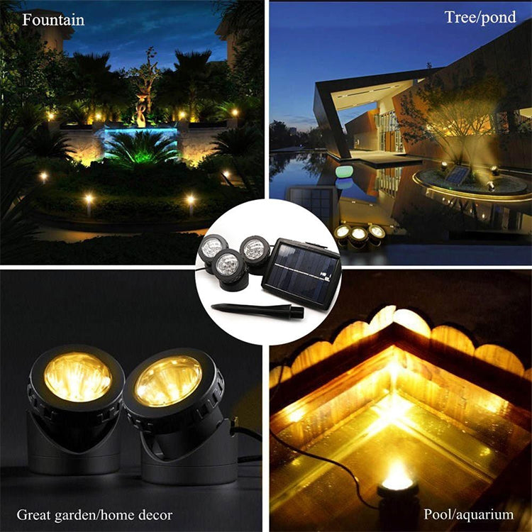 Two Heads LED Outdoor Waterproof Solar Underwater Spotlight Floodlight