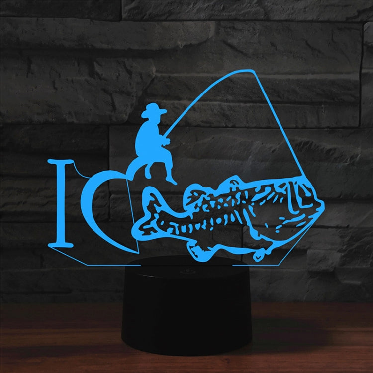 Fishing Shape 3D Colorful LED Vision Light Table Lamp, Crack Remote Control Version