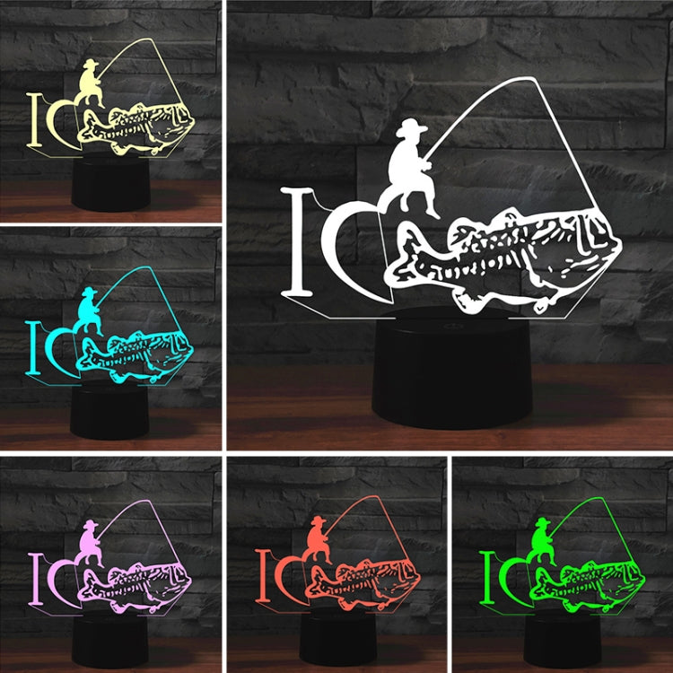 Fishing Shape 3D Colorful LED Vision Light Table Lamp, Crack Remote Control Version