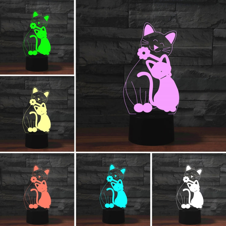 Cat Shape 3D Colorful LED Vision Light Table Lamp, 16 Colors Remote Control Version