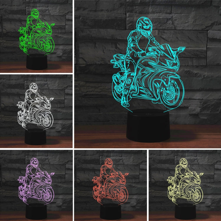 Motorcycle Shape 3D Colorful LED Vision Light Table Lamp, Charging Touch Version