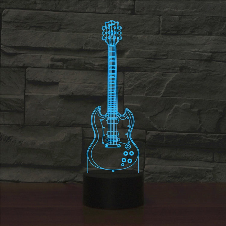 Five-string Guitar Shape 3D Colorful LED Vision Light Table Lamp, Crack Touch Version