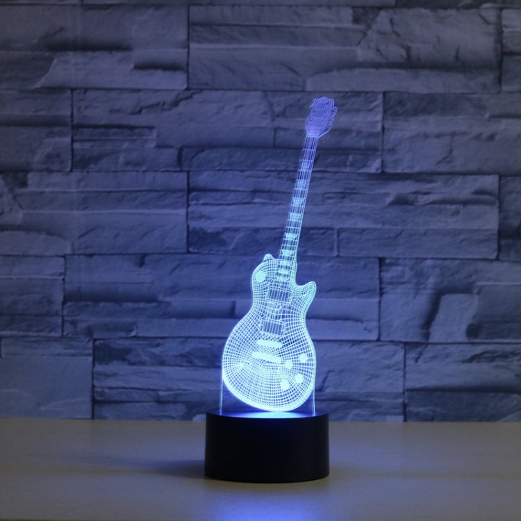 Guitar Shape 3D Colorful LED Vision Light Table Lamp, Charging Touch Version