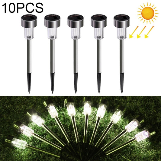 10 PCS Solar Energy Outdoor Lawn Lamp Stainless Steel IP65 Waterproof LED Decorative Garden Light