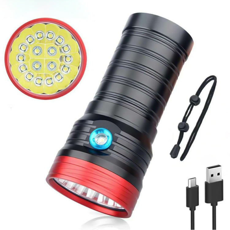 3 Gears, DB18 18xT6, Luminous Flux: 5400lm LED Flashlight, Without Battery