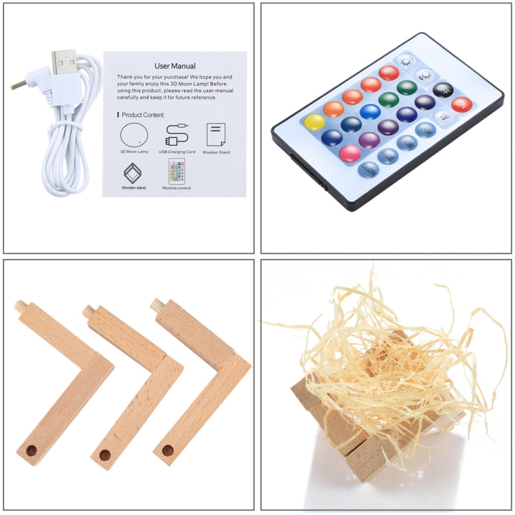 USB Charging 16-color Changing LED Energy-saving Night Light with Wooden Holder Base & Remote Control