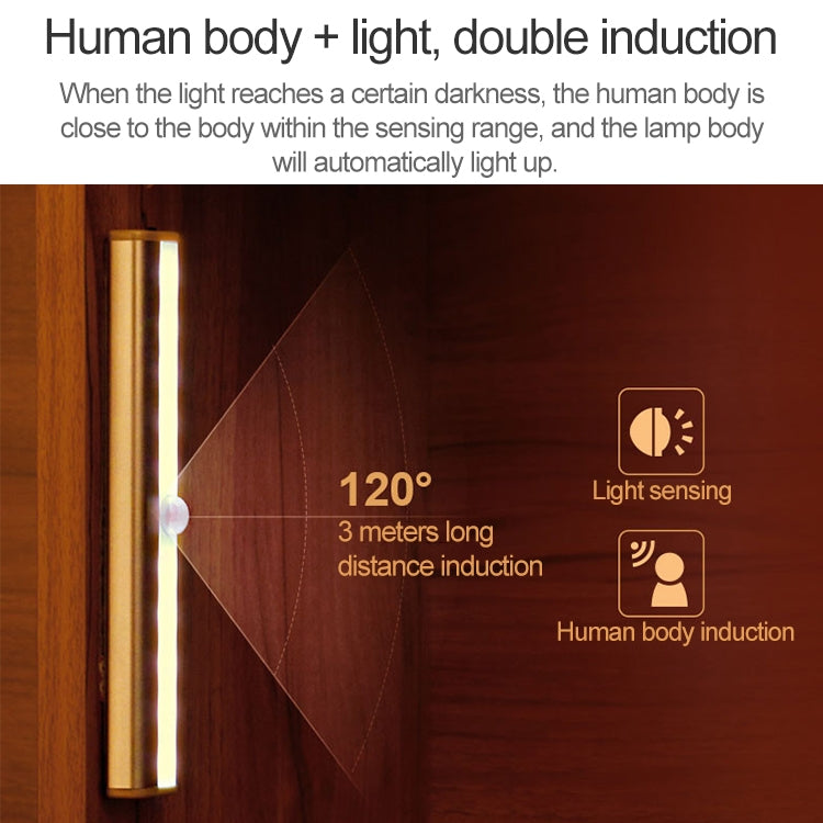 2W 10 LEDs Warm White Light Wide Screen Intelligent Human Body Sensor Light LED Corridor Cabinet Light, Battery Version