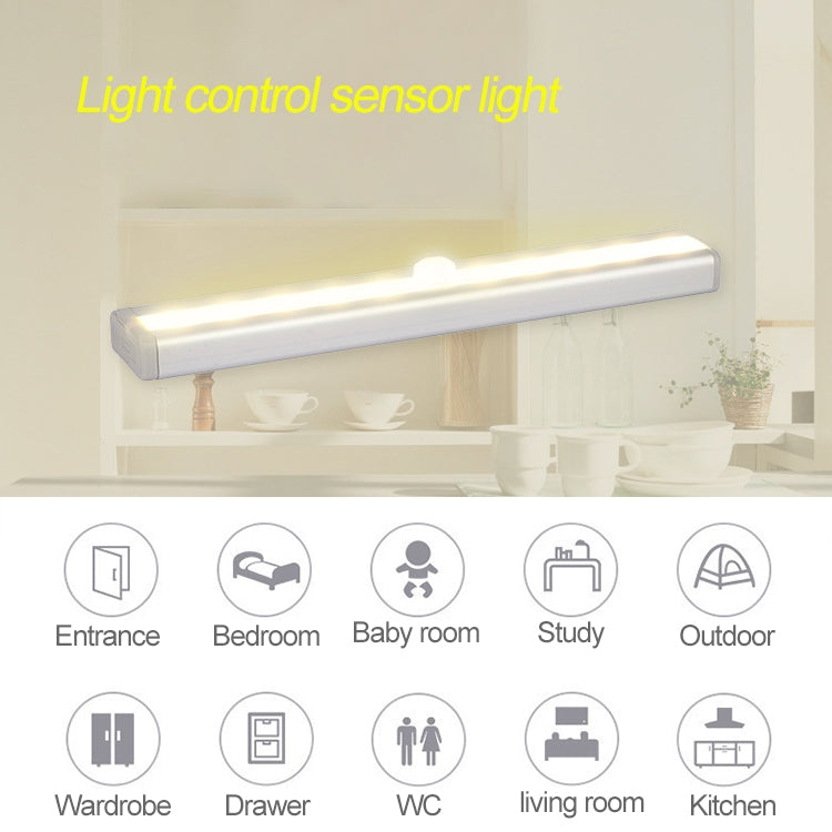 1.8W 10 LEDs White Light Wide Screen Intelligent Human Body Sensor Light LED Corridor Cabinet Light, Battery Version