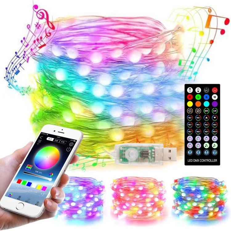 Christmas Decoration USB Copper Wire String Light Remote Controller & Bluetooth Mobile APP Control, Length: 20m 200 LEDs