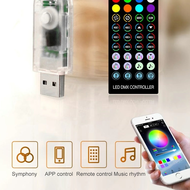 Christmas Decoration USB Copper Wire String Light Remote Controller & Bluetooth Mobile APP Control, Length: 20m 200 LEDs