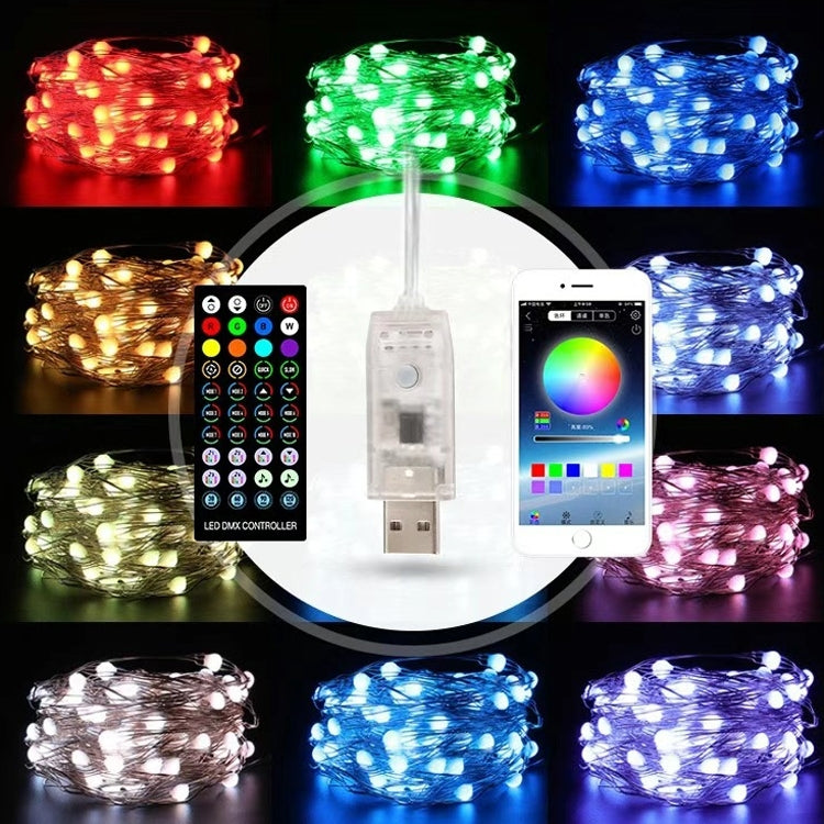 Christmas Decoration USB Copper Wire String Light Remote Controller & Bluetooth Mobile APP Control, Length: 20m 200 LEDs