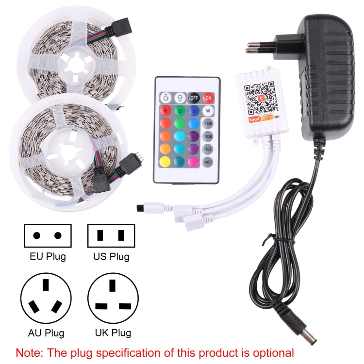 2pcs Bare Board 5050 SMD RGB LED Rope Light, 30 LED/m, Length: 5m, 12V 2A 100-240V, with 24 Keys Doodle Controller