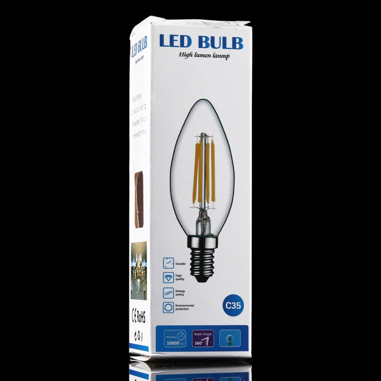 C35 E14 4W 4 LEDs 300 LM 3000K Dimmable Retro LED Filament Light Bulb Energy Saving Light, AC 220V