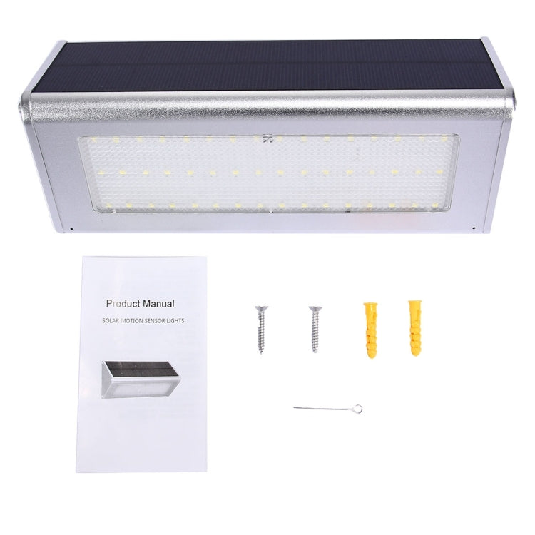 800 LM 48 LEDs SMD 2835 Sensor Triangle Energy Saving Wall Light with Solar Panel and Hidden Switch for Garden / Courtyard / Outdoor Camping(Silver)