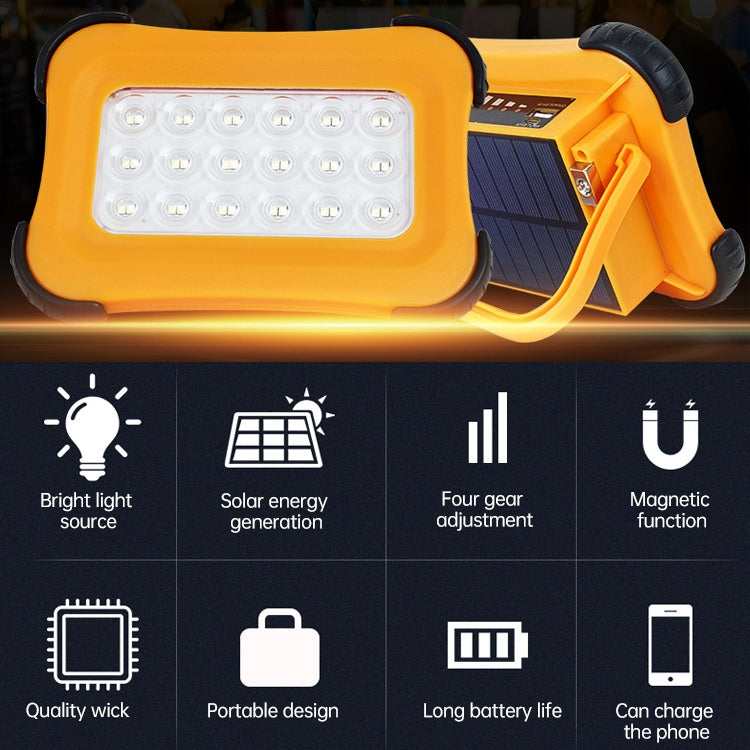 50W 32 LEDs Solar Portable Camping Light Magnetic Lighting Emergency Light with Four Levels of Brightness & Power Bank & Battery Indicator
