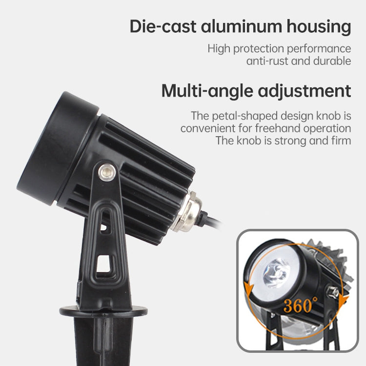 3W One for Three Solar Spotlight Outdoor IP65 Waterproof Light Control Induction Lawn Lamp, Luminous Flux: 300-400lm (RGB Cyclic Fixation)