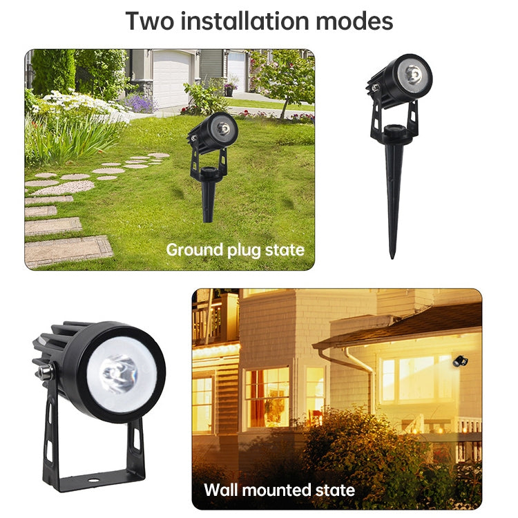 3W One for Three Solar Spotlight Outdoor IP65 Waterproof Light Control Induction Lawn Lamp, Luminous Flux: 300-400lm (RGB Cyclic Fixation)