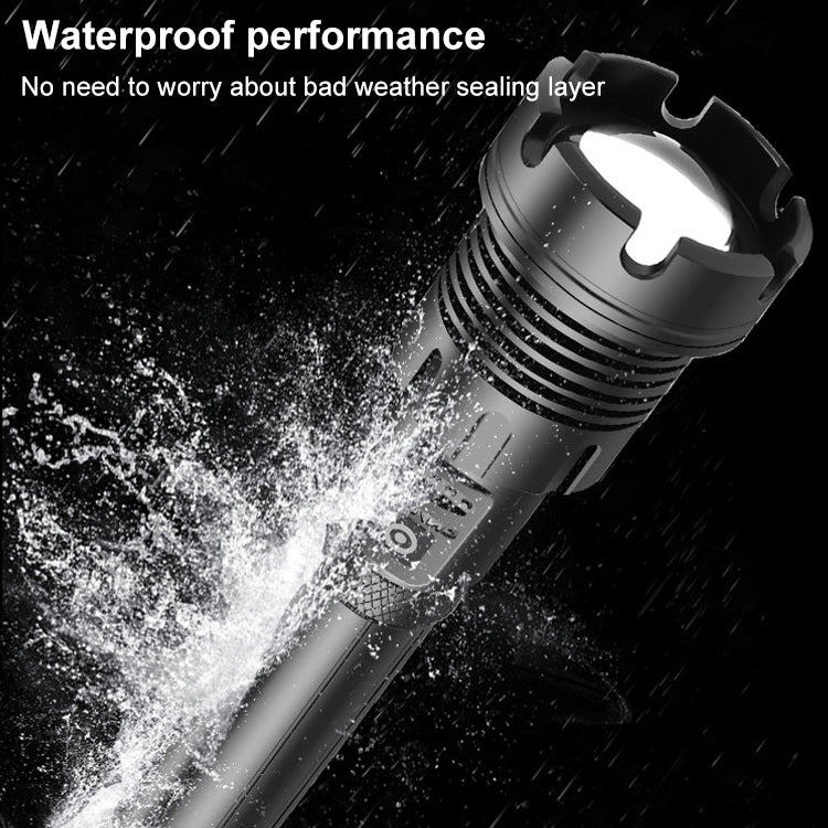 Long Style Micro USB Charging Outdoor Waterproof P90 + COB LED Flashlight, Support Power Display & Telescopic Focusing & 7-level Brightness Adjustment