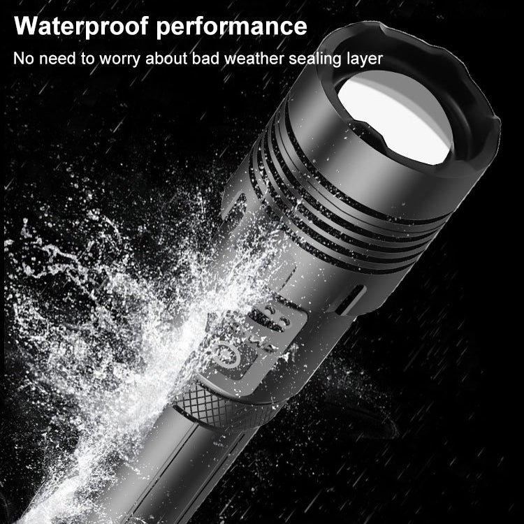 Short Style Micro USB Charging Outdoor Waterproof P70 + COB LED Flashlight, Support Power Display & Telescopic Focusing & 7-level Brightness Adjustment