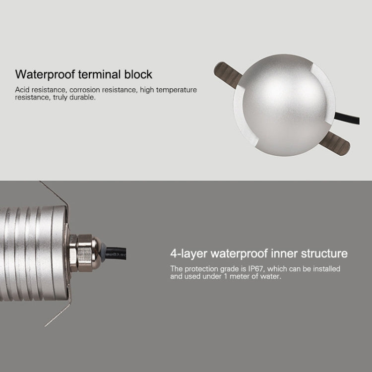 3W LED Embedded Polarized Buried Lamp IP67 Waterproof Turtle Shell Lamp Outdoor Garden Lawn Lamp, Warm Light 3000K Q1 One-way Light