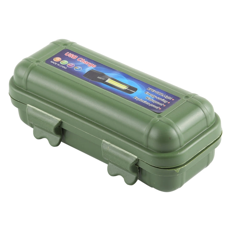 A1 USB Charging Waterproof Fixed Focus XPE + COB Flashlight with 3-Modes & Storage Box