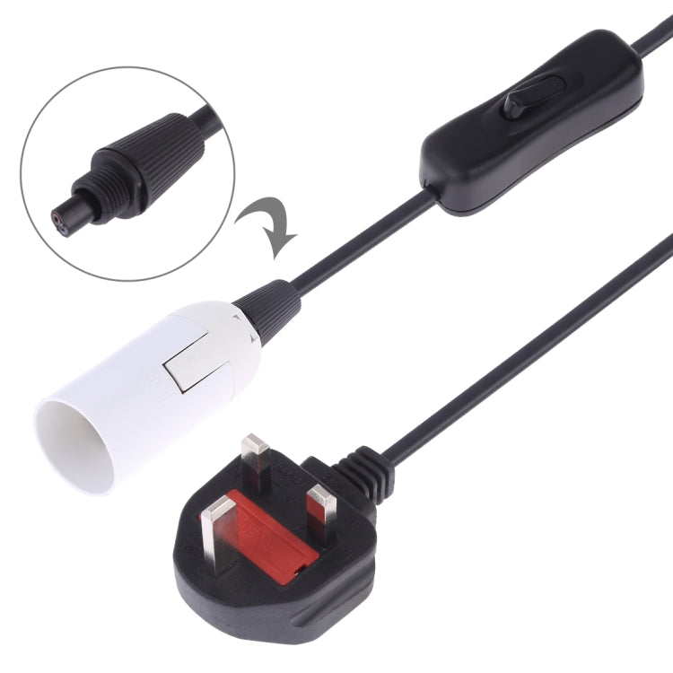 E14 Wire Cap Switch Lamp Holder Chandelier Power Socket with 1.8m Extension Cable, Big UK Plug