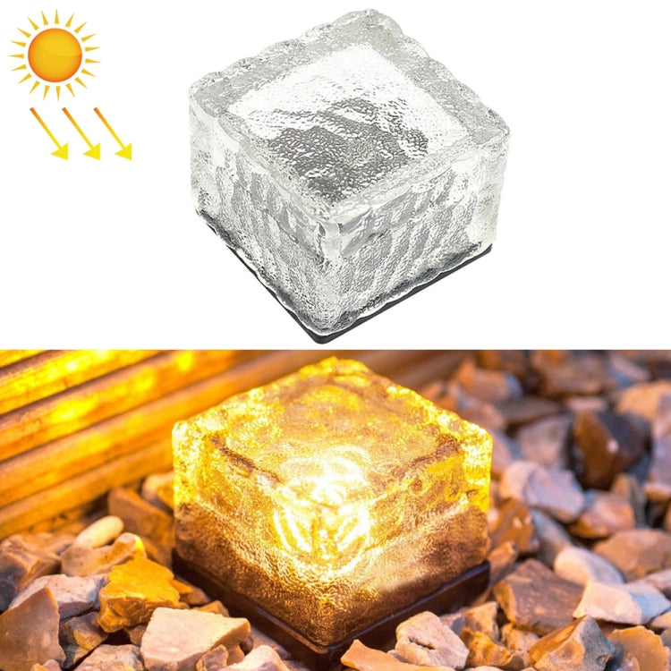 Solar Powered Square Tempered Glass Outdoor LED Buried Light Garden Decoration Lamp IP55 Waterproof，Size: 7 x 7 x 5cm