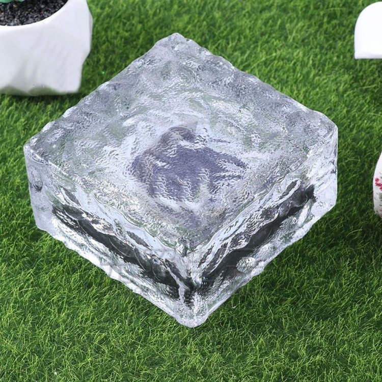 Solar Powered Square Tempered Glass Outdoor LED Buried Light Garden Decoration Lamp IP55 Waterproof，Size: 10 x 10 x 5.2cm