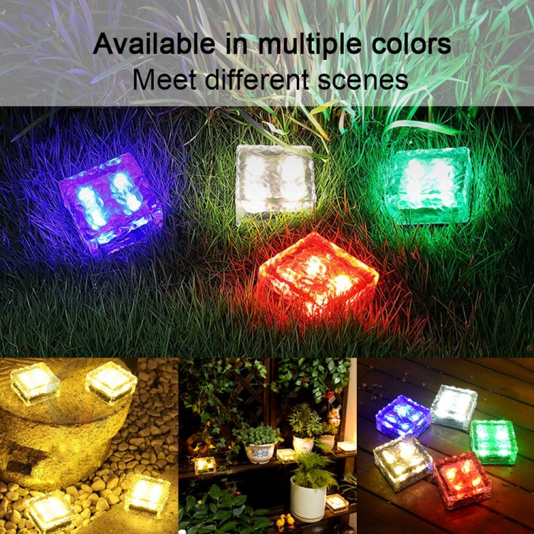 Solar Powered Square Tempered Glass Outdoor LED Buried Light Garden Decoration Lamp IP55 Waterproof，Size: 10 x 10 x 5.2cm