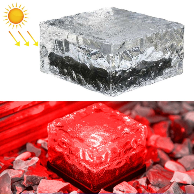 Solar Powered Square Tempered Glass Outdoor LED Buried Light Garden Decoration Lamp IP55 Waterproof，Size: 10 x 10 x 5.2cm