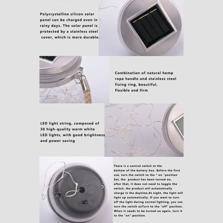 Solar Energy Glass Bottle Pendent Lamp IP55 Waterproof Outdoor Garden Decoration Light