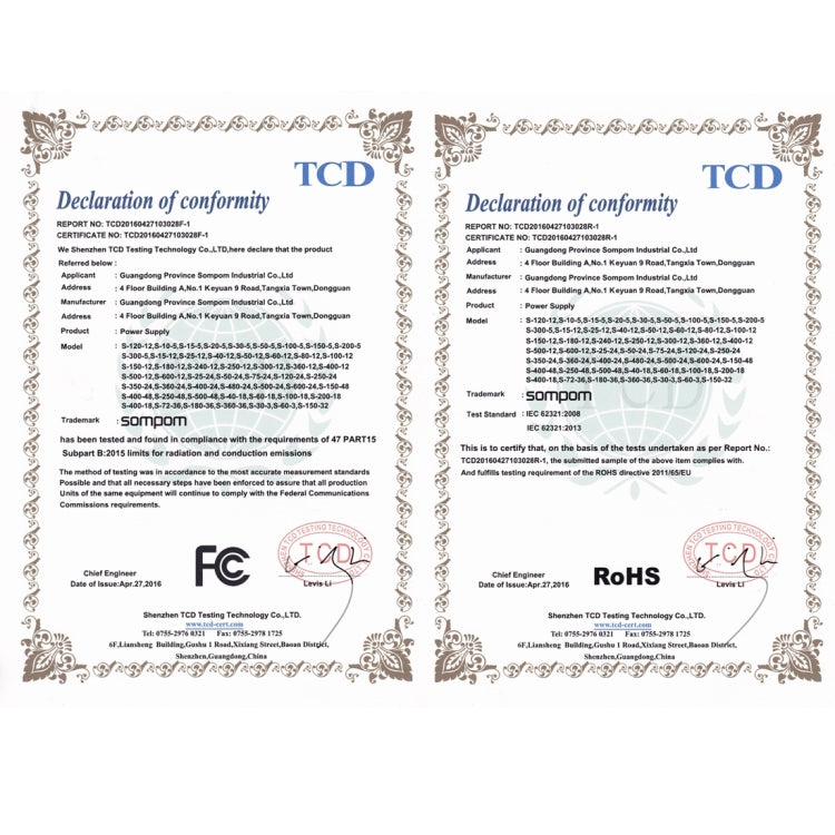 SOMPOM S-25-5 25W 5V 5A Switching Driver LED Light Strip Display Screen Lighting Monitor Power Supply